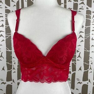 PINK Victoria’s Secret Lace Push-Up Bra Red M
